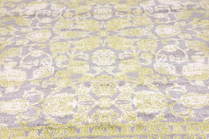 Unique Loom Traditional Classic Intricate Design Distressed Vintage Detail, Area Rug, 8' 0" x 8' 0", Light Green/Gray
