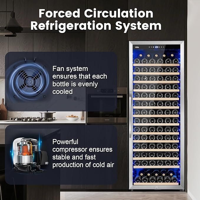 24 Inch Wine Cooler Refrigerator Freestanding, Large Tall Built-in 154-Bottles Wine Fridge, Large Capacity Wine Cellar For Wine Collection, Wine Lovers