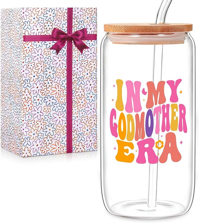 Godmother Proposal Gift for Women - Will You Be My Godmother Pregnancy Announcement Gifts - Christmas, Birthday, Mother's Day - 16 Oz Coffee Glass