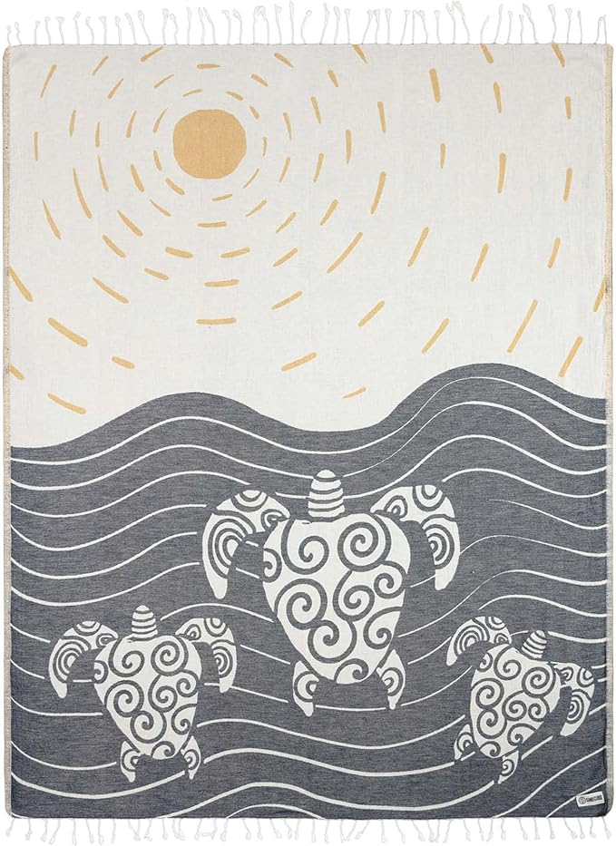 Sand Cloud Turkish Beach Towel - Sand Free - 100% Organic Turkish Cotton Yarn - Quick Dry Towel for Beach, Picnic Blanket or Throw - As Seen on Shark Tank - Sunset Swim