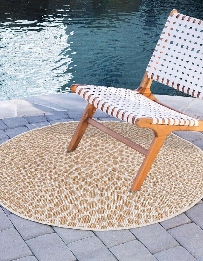 Unique Loom Jill Zarin Jill Zarin Outdoor Collection Area Rug - Cape Town (10' 8" Round, Dark Beige/Ivory)