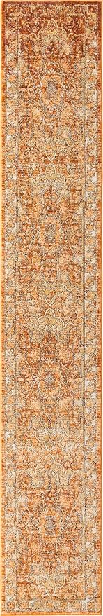 Unique Loom Isabella Collection Area Rug - Adjani (2' 7" x 16' 5" Runner, Rust Red/ Black)
