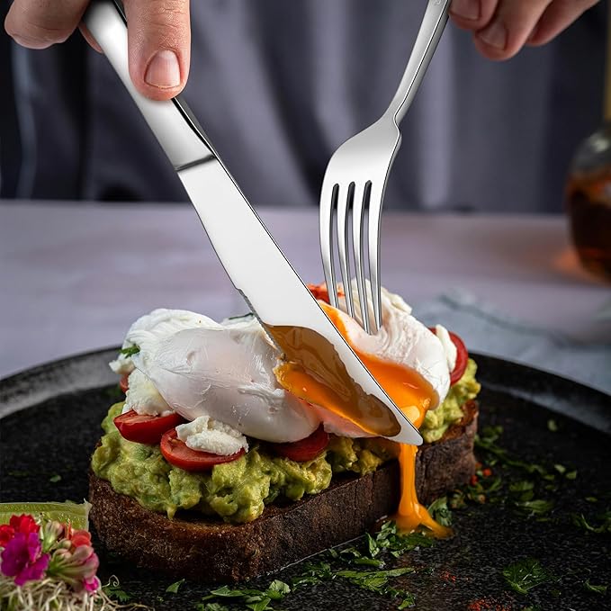 20-Piece Heavy Duty Silverware Set, HaWare Stainless Steel Solid Flatware Cutlery for 4, Modern & Elegant Design for Home/Restaurant/Wedding, Mirror Polished and Dishwasher Safe