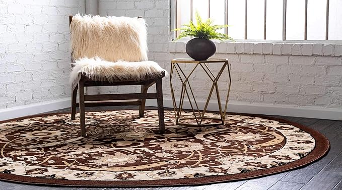 Unique Loom Espahan Collection Area Rug - Cape Cod (7' 10" Round, Brown/ Beige)