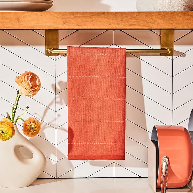 Caraway Tea Towels - Reusable Dish Towels - Made from 100% Organic Cotton - Highly Absorbent & Lint-Free - Perfect for Kitchen Cleanup or Table Setting - Extra Large Size - Navy