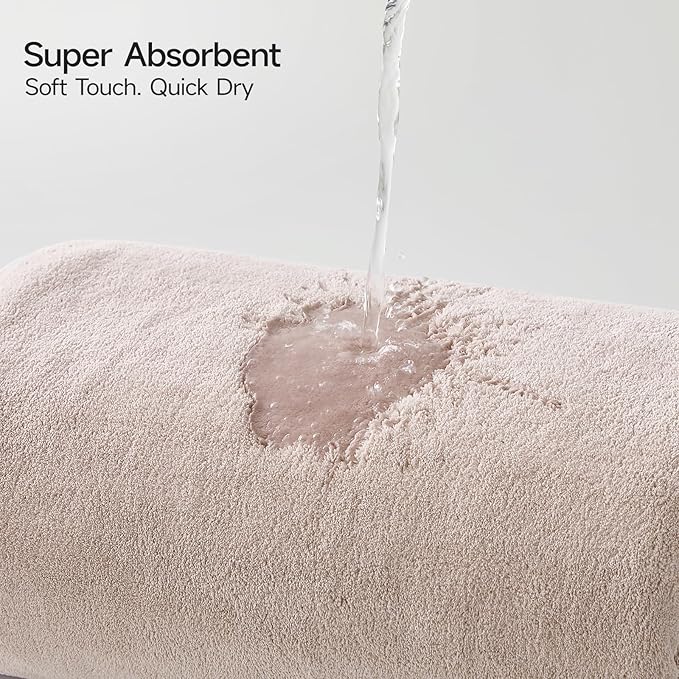 REDKISS Bath Towels Set of 6 - Oversized Bath Sheets (70 x35 in), 670GSM Ultra Soft & Highly Absorbent, Quick Dry Beige Towel Sets for Bathroom, Spa, Hotel, Gym