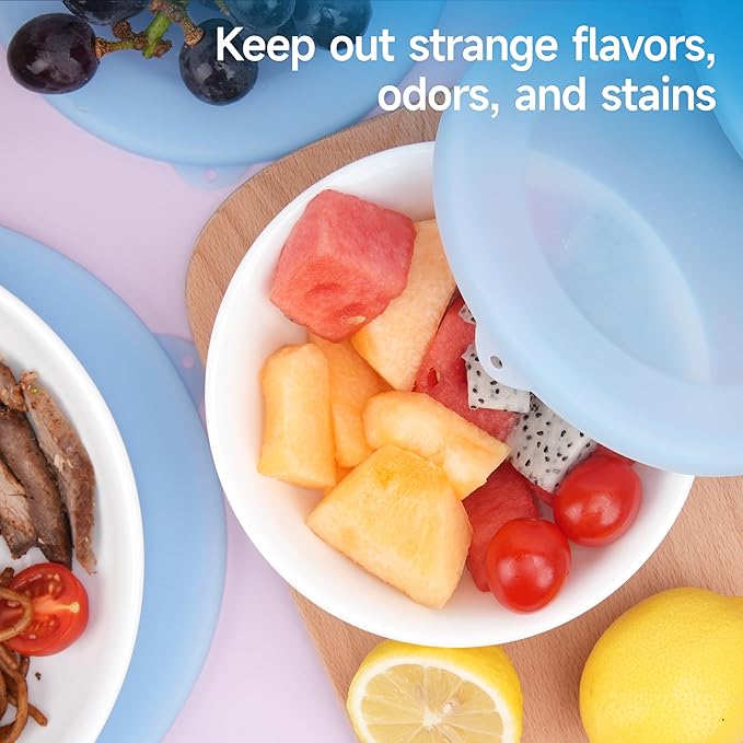 4 Pack Silicone Lids for Corelle Vitrelle 428-PC 28-Oz Soup/Cereal Bowls, Freezer & Microwave & Dishwasher Safe (Bowl not included)