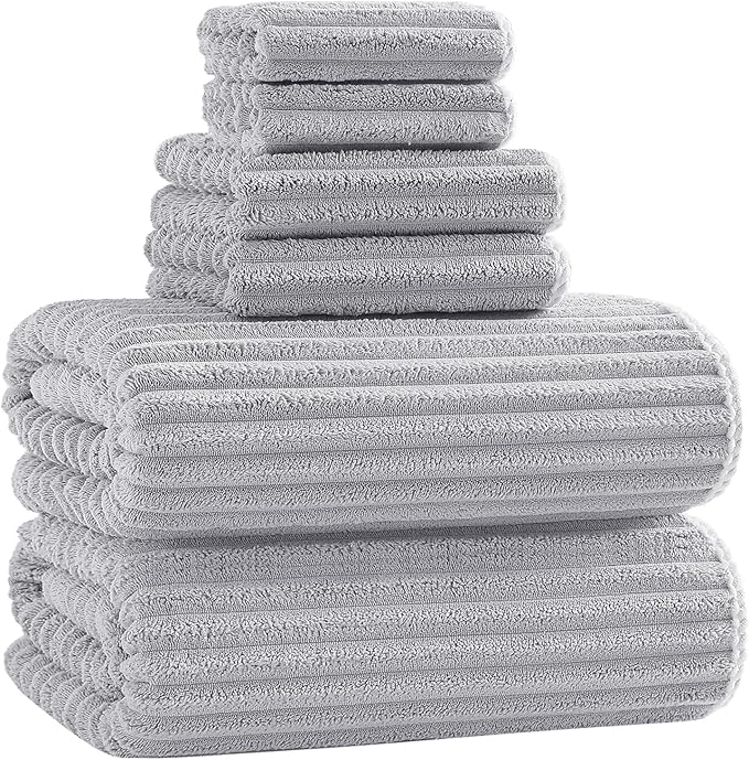 40x80 Inches Bath Sheets Towels for Adults Luxury Microfiber Extra Large Bath Towels for Bathroom Super Soft Absorbent Quick Dry with Hanging Loop (Grey,6PCS)