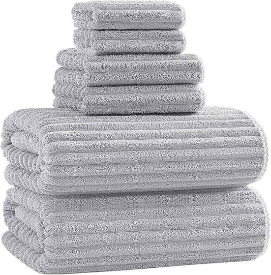 40x80 Inches Bath Sheets Towels for Adults Luxury Microfiber Extra Large Bath Towels for Bathroom Super Soft Absorbent Quick Dry with Hanging Loop (Grey,6PCS)