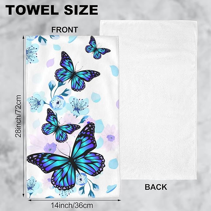 Flowers and Butterfly Hand Towel for Bathroom Set of 2 Hand Bath Towels Soft Absorbent Decorative Towels for Bathroom Kitchen Yoga Home Decor 14 x 28 in
