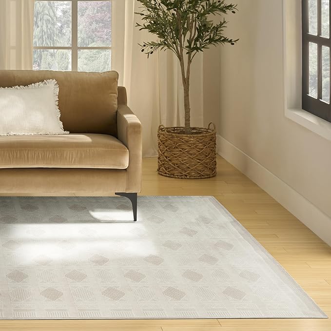 Nourison Nordic Ivory Beige 8' x 10' Scandinavian Area Rug - Easy Cleaning, Non Shedding, Bed Room, Living Room, Dining Room, Kitchen (8' x 10')