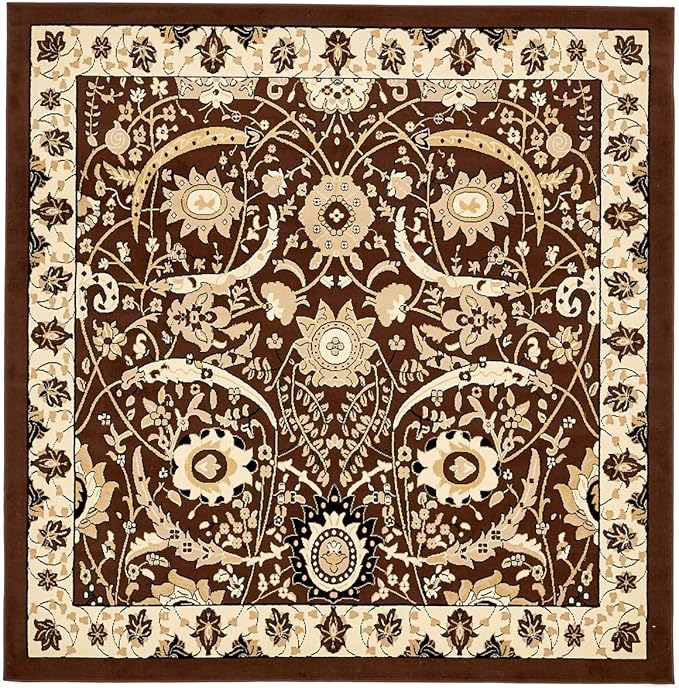 Unique Loom Espahan Collection Area Rug - Cape Cod (7' 10" Square, Brown/ Beige)