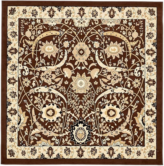 Unique Loom Espahan Collection Area Rug - Cape Cod (7' 10" Square, Brown/ Beige)