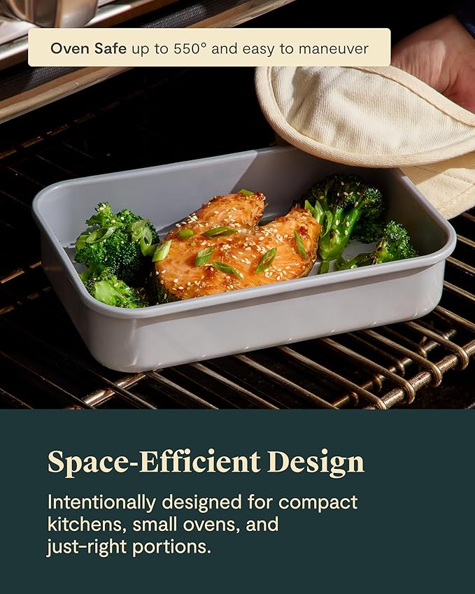 Caraway Nonstick 9” x 6.5” Small Rectangle Baking Pan – Non-Toxic, PTFE & PFOA Free – Aluminized Steel Core – Deep Ceramic Baking Pan for Casseroles, Lasagna & More - Perracotta