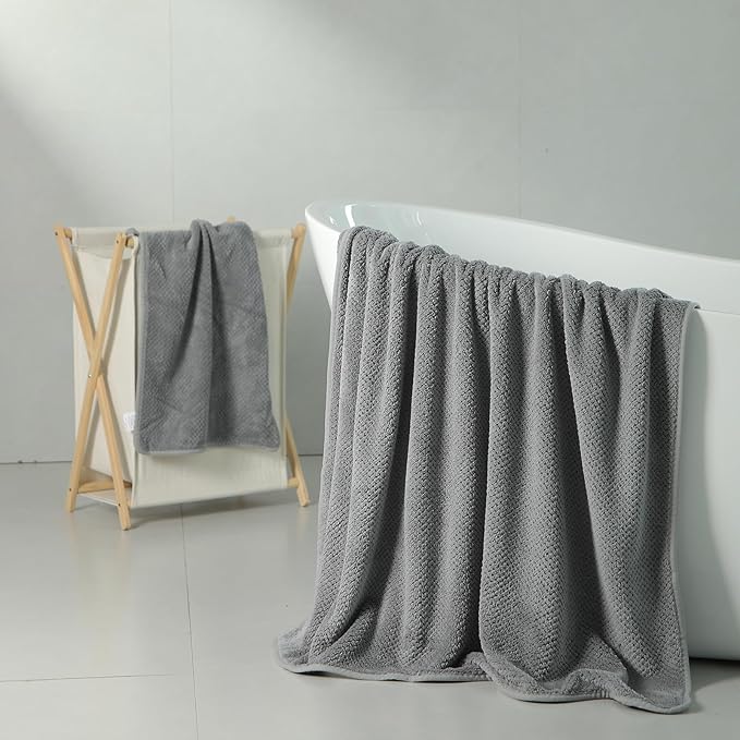 2 Piece Hand Towels Set Set 16x31 Inches,Soft Bath Sheet Towels Highly Absorbent Quick Dry Towels Set for Bathroom Hotel Spa Gray