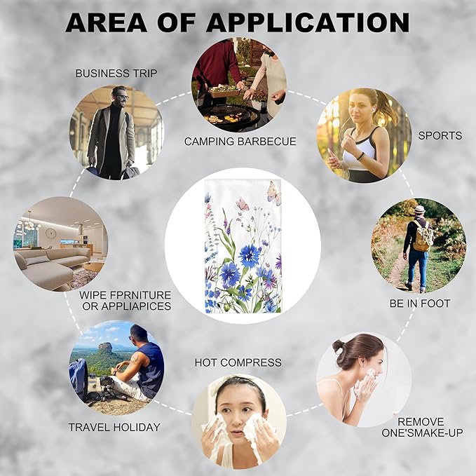 Hand Towels Set of 2 Wildflowers and Butterfly Towels for Bathroom Soft Absorbent Decorative Hand Bath Towels Dish Towels for Kitchen Sports Gym Yoga Home Decor 14 x 28 in