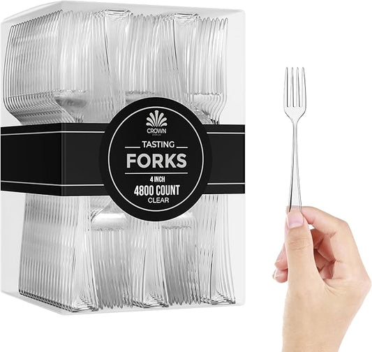 Exquisite Mini Disposable Clear Forks For Desserts - Bulk Pack Of 4800 Dessert Forks – Size: 4 Inch - Color: Clear - Real Flatware Look - BPA Free - Food Safe