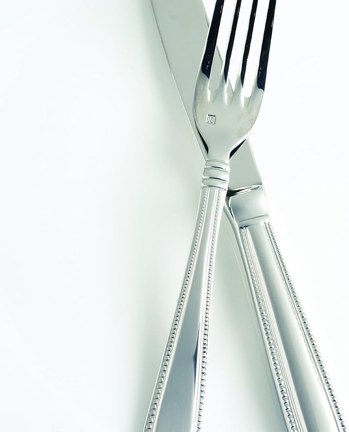 Fortessa Caviar 18/10 Stainless Steel Flatware Solid Handle Table Knife, Set of 12