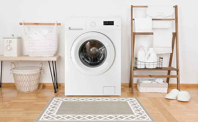 Nautica – Runner Rug | Indoor Runners for Hallways and Entry Rugs| Non-Slip and Non-Skid Entry and Kitchen Door Mat| Machine Washable Entryway Carpet Rugs | 26” x 45” |Chain Light Grey White