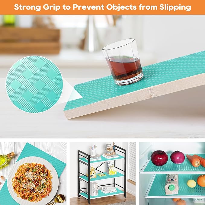 Fridge Liner Shelf Liners for Kitchen Cabinet Refrigerator Liners Waterproof & Oil-Proof Kitchen Cupboard Liner Non Adhesive Drawer Mats EVA Material for Shelves 11.8 x 59 Inches