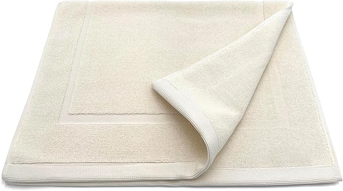 Lincoln & Palm 1-Piece Turkish Cotton Bath Mat - Soft, Plush, and Absorbent - 1000 GSM Thick Luxury Spa and Hotel Style - No Rubber Backing - Silver-Infused SILVERbac (1 Piece Bath Mat, Ivory)