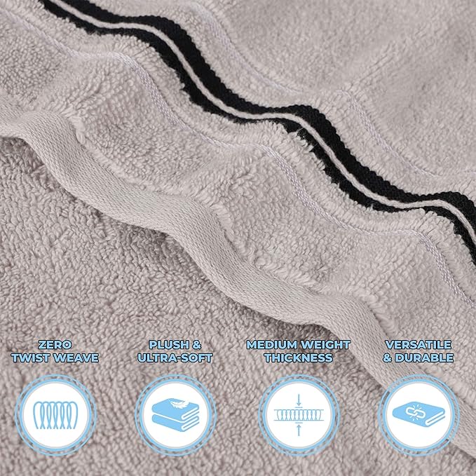 Superior Cotton 3 Piece Towel Set, Includes 1 Bath, 1 Hand, 1 Washcloth/Face Towel, Quick Dry, Home Essentials, Shower, Spa, Luxury Plush Soft Absorbent Towels, Zero Twist, Solid, Platinum