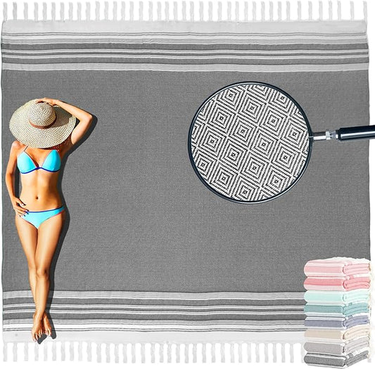 Oversized Turkish Beach Towel Blanket Cotton Giant XL Sandproof Towels Huge Linen XXL Extra Large Big Throw Quilt Blankets for Adults Cloud Travel Camping Glamping Accessories Essentials