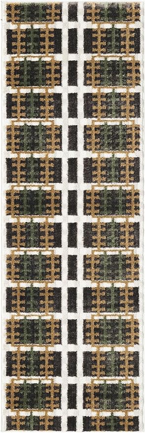 Nourison Home Nordic Charcoal Multicolor 2' x 6' Area Rug - Easy Clean, Non Shedding, Bed Room, Living Room, Dining Room, Kitchen (6' Runner)