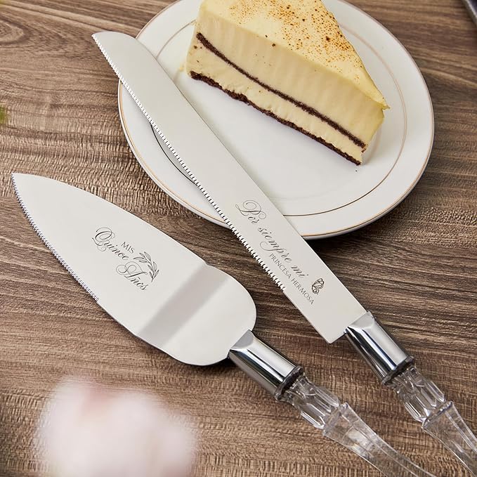 AW BRIDAL Mis Quince Años Quinceanera Cake Knife and Server Set, Sweet 15 Birthday Cake Cutting Set Cake Spatula 15years Stainless Steel Cake Servering Set, Silver
