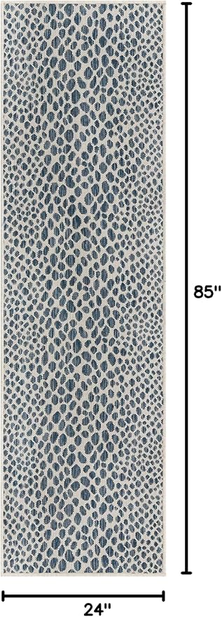 Unique Loom Outdoor Collection Area Rug - Cape Town (2' x 7' 1" Runner, Blue/ Olive)