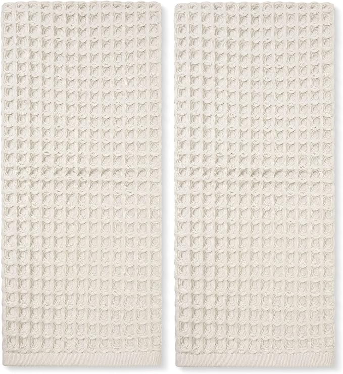 Jacquotha Waffle Hand Towels 2-Piece (Mist White) – Cotton, Quick Dry, Lint Free, 13” x 29”