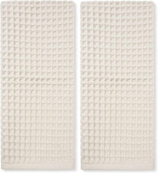 Jacquotha Waffle Hand Towels 2-Piece (Mist White) – Cotton, Quick Dry, Lint Free, 13” x 29”