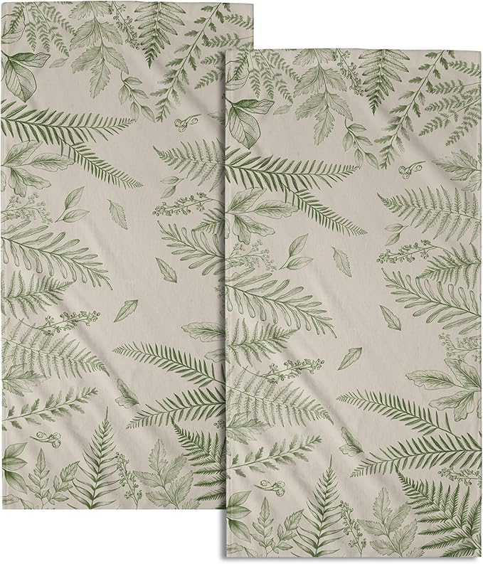 Imiss Sage Green Herbs Leaves Hand Towels 14.4 x 28.3 Inch - Wild Fern Leaf Plants Guest Bathroom Towels Decoration Seasonal Small Fingertip Towels Set of 2 for Face,Shower,Gym