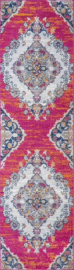 JONATHAN Y Boho Vintage Multi Runner Rug, 2x8, Bohemian Flair Medallion, Chic, Floral, High Traffic for Living Room, Bedroom, Kitchen, Pet Friendly, Non-Shedding (BMF105A-28)