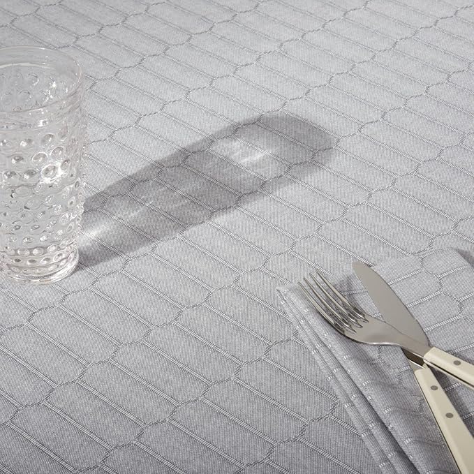 Martha Stewart Honeycomb Modern Farmhouse Tablecloth, Charcoal Grey, 60"x102"