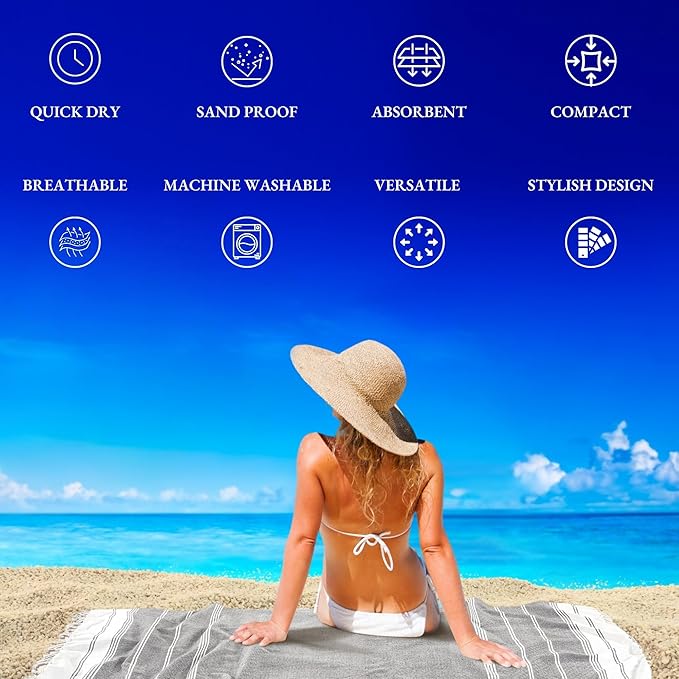 LANE LINEN Beach Towels 12 Pack, Bulk Beach Towels Oversized, Pool Towels for Adults, Pre-Washed, Sand Free Beach Towel, Fast Drying Beach Towel, 39"x71" - Beach Party