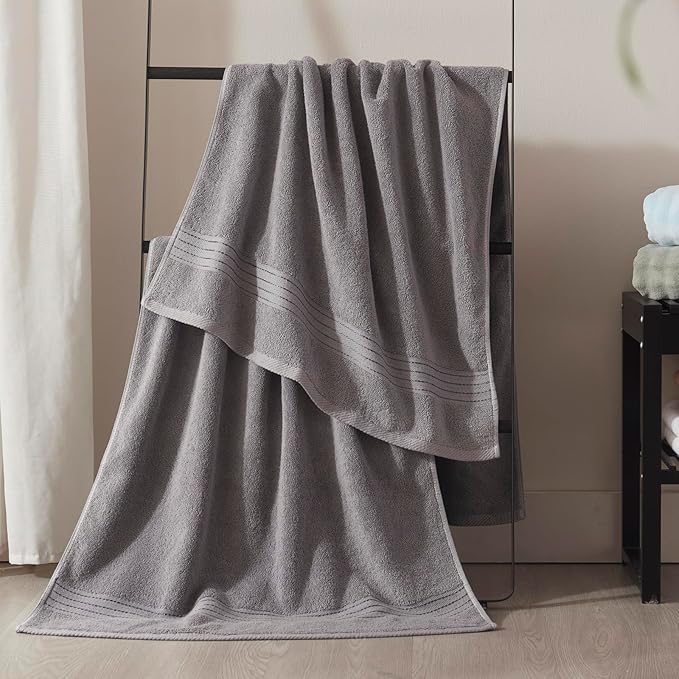 COZYART Grey Bath Towel Set 6pcs, Turkish Cotton Bathroom Towel Sets Soft Absorbent and Durable 650 GSM Luxury 6 Pcs with 2 Bath Towels, 2 Hand Towels, 2 Washcloth