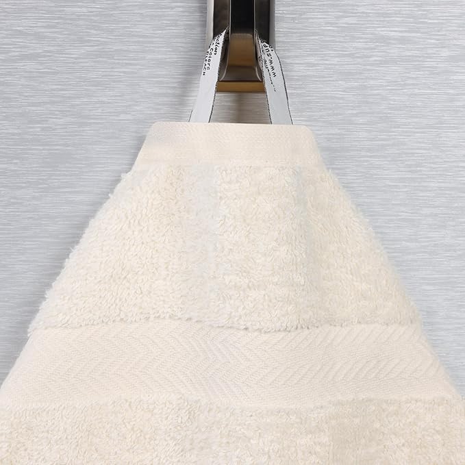 Superior 18-Piece Cotton Assorted Towel Set, Includes 8 Face/Washcloths, 6 Hand, and 4 Bath Towels, Lightweight Essentials, for Home, Gym, Beach, Bathroom, Quick Drying, Franklin Collection, Ivory