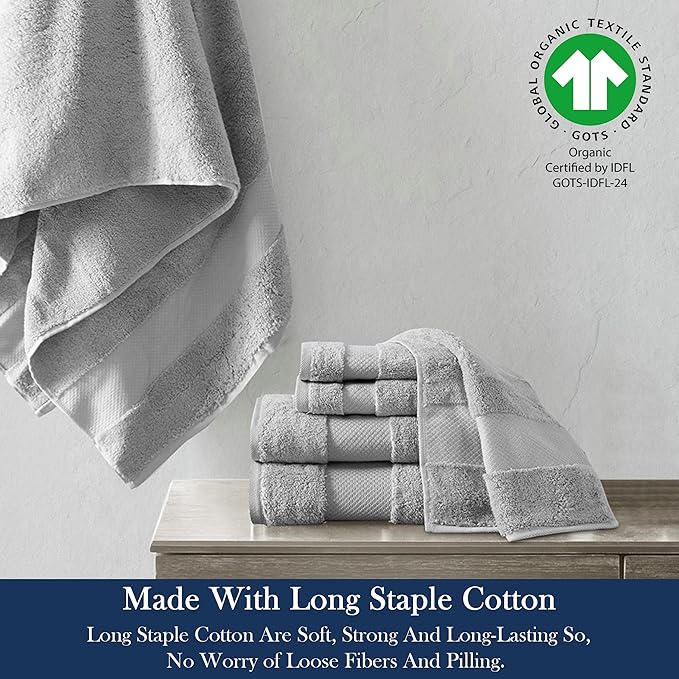 Delara Organic Cotton Luxuriously Plush Bath Towel 33 Piece Set|GOTS & Oeko-TEX Certified|Premium Hotel Quality Towels|Feather Touch Technology|650 GSM Long Staple|Soft, Quick Dry & Ultra-Absorbent