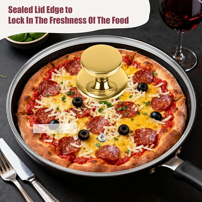 9 Inch Pan Lid for Frying Pan, 4mm Tempered Glass Pot Lid, Compatible with Dishwasher and Ovens