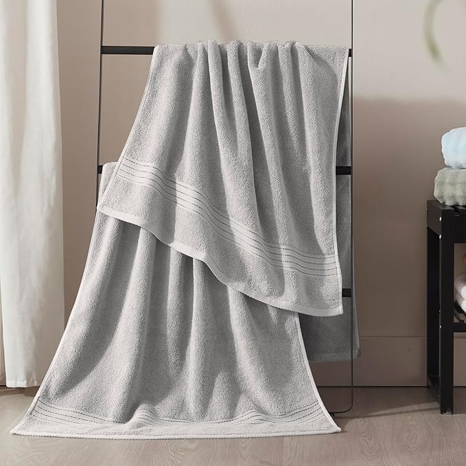 COZYART Silver Grey Bath Towel Set for Bathroom Soft Absorbent Durable 650 GSM Turkish Cotton Towel Sets of 6, 2 Bath Towels, 2 Hand Towels, 2 Washclothes