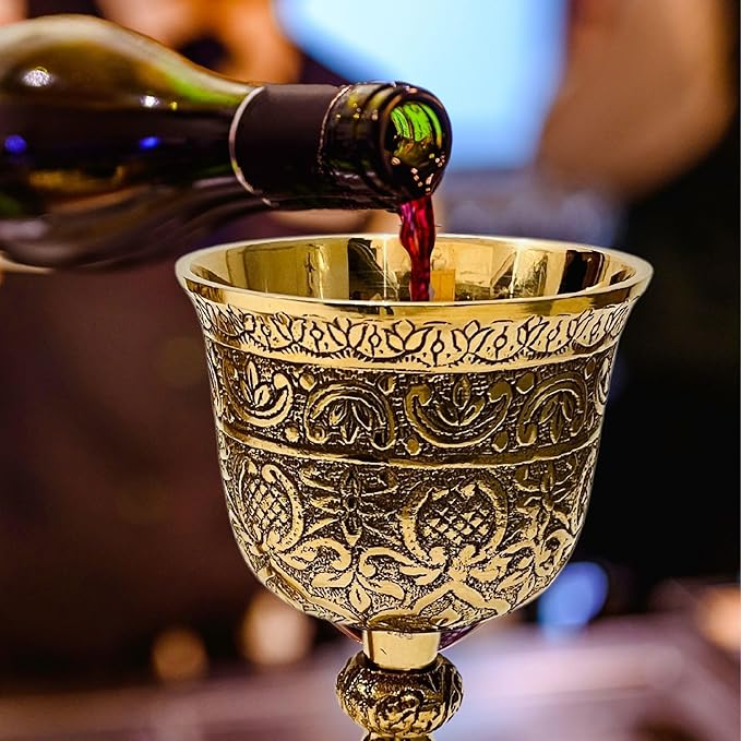ALADEAN Vintage Chalice Goblet | 1x Royal Wine Cups of King Arthur - Renaissance Medieval Goblet Gifts, Wedding Anniversary Ceremonial Drinkware Pack of 1pc (King Chalice)