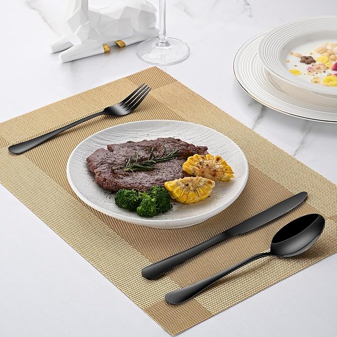 16-Piece 8 Inch Black Dinner Forks Set,Stainess Steel Table Forks,Durable Black Silverware Silverware Forks For Home,Restaurant