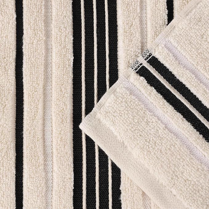 Superior Cotton 8 Piece Assorted Floral Towel Set, Includes 2 Bath, 2 Hand, 4 Washcloth/Face Towels, Quick Dry, Home Essentials, Shower, Spa, Luxury Plush Soft Absorbent Towels, Zero Twist, Ivory