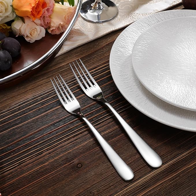 KEAWELL Premium 65-Piece Louise Silverware Set, 18/10 Stainless Steel, Service for 12, Fine Flatware Set, Smooth and Exceptional mirror finish, Dishwasher Safe (65)