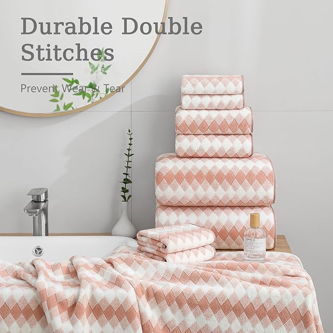 4 Piece Extra Large Bath Towel Set Oversized Bath Sheet 35"x70" Bathroom Towel Set Soft Highly Absorbent & Quick Dry Premium Bath Towel for Bathroom 600GSM Shower Towel Spa Gym Hotel,Peach