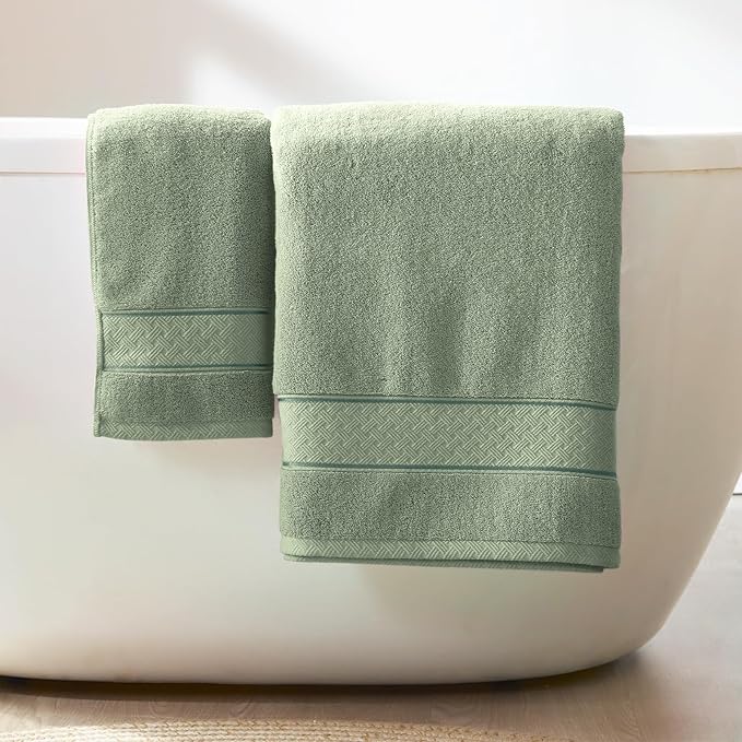 COZYART Sage Green Bath Towels Set 6 Piece, 2 Bath Towels 2 Hand Towels 2 Washcloths, Luxury 100% Turkish Cotton 650GSM Hotel Quality, Soft, Absorbent, Towel Sets for Bathroom