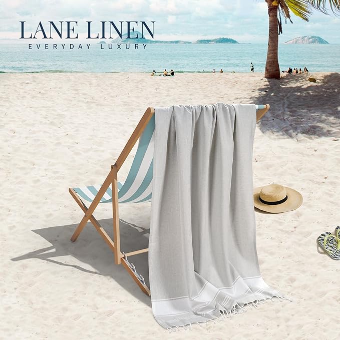 LANE LINEN Large Pool Towels, XL Beach Towel, Pre-Washed, No Shrink, Quick Dry Oversized Beach Towels, Stylish Beach Towel for Women, Sand Free Towel, 39"x71" - Grey