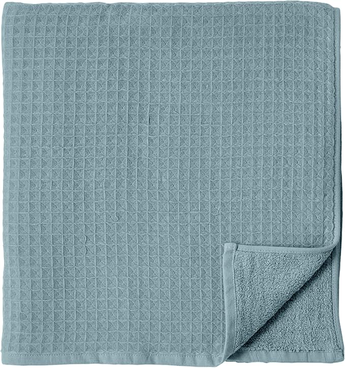 UCHINO Waffle Twist Cotton Weave Hand Towel for Bathroom Lightweight Absorbent Quick Dry Honeycomb Texture Solid Terry Loop Reverse 20" x 30", 1 Hand Towel, Eucalyptus