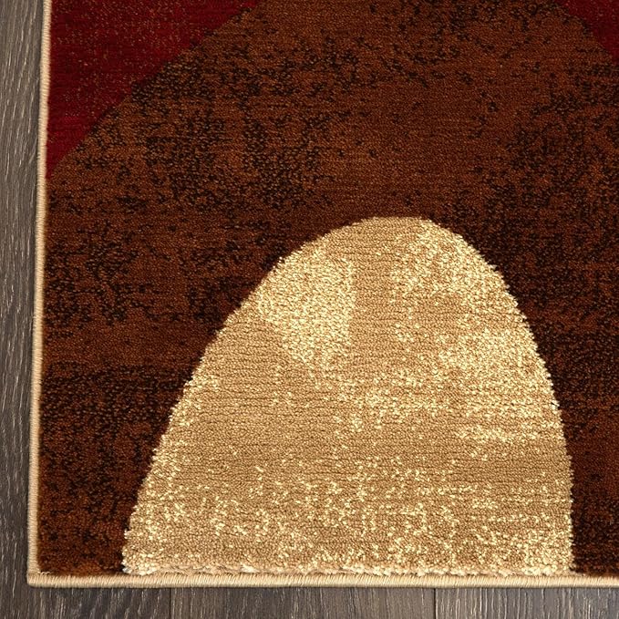 Home Dynamix HD5382 Tribeca Collection 3-Piece Area Rug Set, Brown/Red